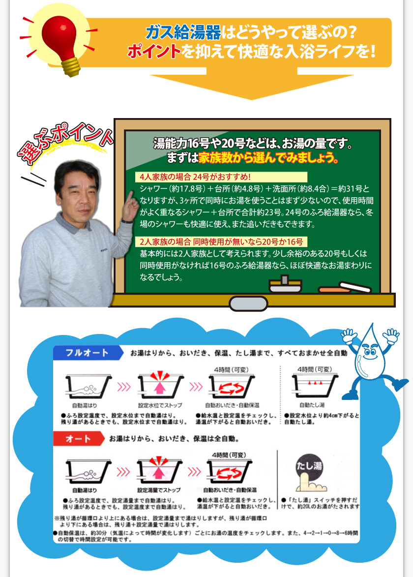 給湯器の選ぶ方のポイント